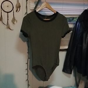 Olive green t-shirt bodysuit